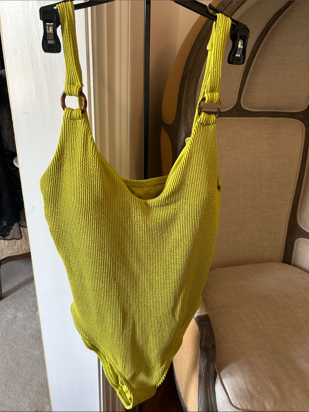 NWT Women's Lime Green Ribbed Tank One Piece Swimsuit XL